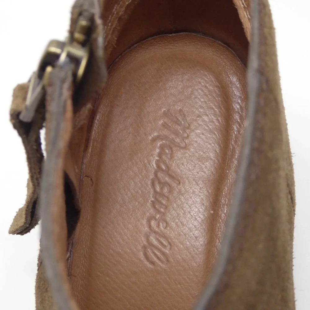 Madewell Janice Womens Ankle Boots Brown Suede Side Zip Block Heel 8